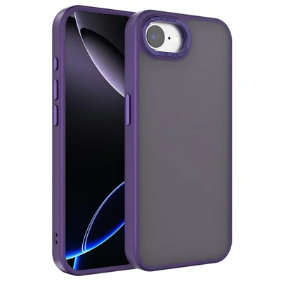 For iPhone 16 Case Skin-Touch PC + TPU Translucent Matte Phone Cover - Dark Purple