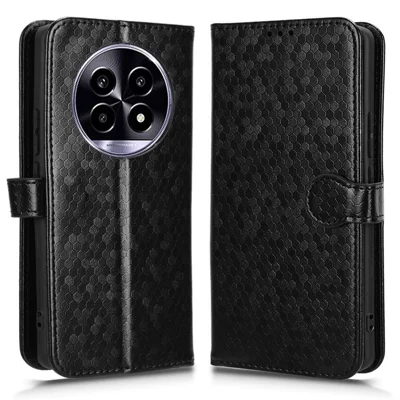 Portemonnee Hoesje voor Realme 14 Pro Lite 5G / 13 Pro 5G (Global) / 13 Pro+ 5G (Global) met Stippenpatroon Imprint PU Leren Telefoonhoes - Zwart