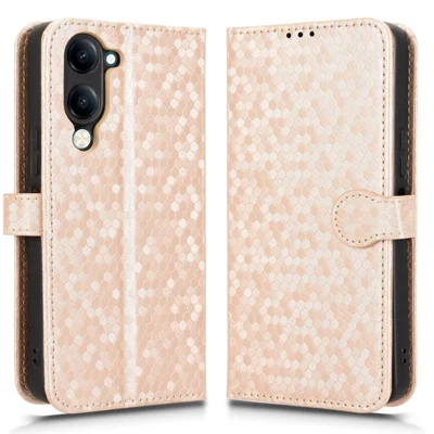 For vivo Y04 4G  /  Y29s 5G Wallet Case Dot Pattern Imprint PU Leather Phone Cover - Rose Gold
