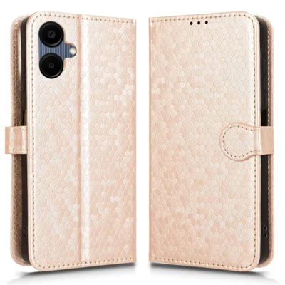 For Samsung Galaxy A06 5G Wallet Case Dot Pattern Imprint PU Leather Phone Cover - Rose Gold
