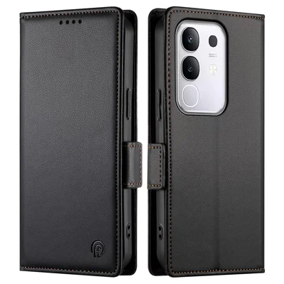 For vivo Y29 4G Stand Case PU Leather Wallet Phone Cover - Black