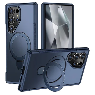 For Samsung Galaxy S23 Ultra Case with Magnetic Kickstand TPU + PC Anti Drop Phone Cover - Sapphire