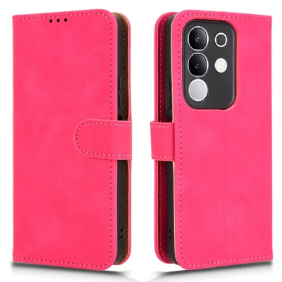 For vivo Y29 4G Leather Case Skin Feel Anti Drop Wallet Flip Phone Cover - Rose
