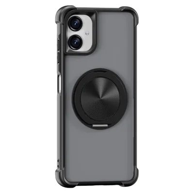 For Samsung Galaxy A06 4G Magnetic Case CD Vein Kickstand TPU + PC Phone Cover - Black