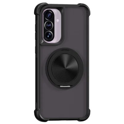 For Samsung Galaxy A56 5G Magnetic Case CD Vein Kickstand TPU + PC Phone Cover - Black
