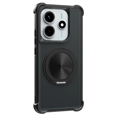For Xiaomi Redmi Note 14 5G Magnetic Case CD Vein Kickstand TPU + PC Phone Cover - Black