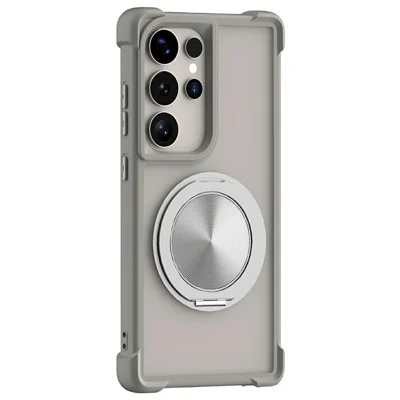 For Samsung Galaxy S25 Ultra Magnetic Case CD Vein Kickstand TPU + PC Phone Cover - Grey