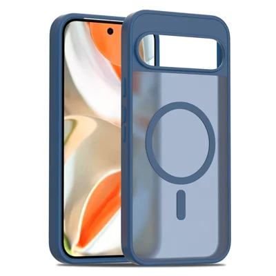 For Google Pixel 9 Pro XL Magnetic Case TPU Frame Acrylic Back Phone Cover Skin Touch - Blue