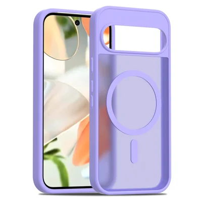 For Google Pixel 9 / 9 Pro Magnetic Case TPU Frame Acrylic Back Phone Cover Skin Touch - Purple