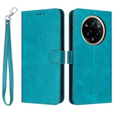 For Realme 14 Pro+ 5G Case Flip Stand PU Leather Wallet Phone Cover Calf Texture - Green