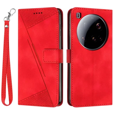 For Xiaomi 15 Ultra Case Handbag Imprinted Triangle Leather Phone Cover - Red
