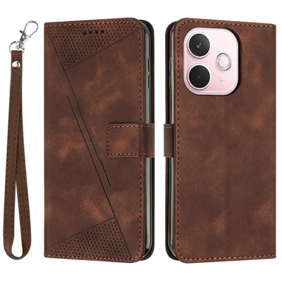For Oppo A5 Pro 4G (Global) / 5G (Global) / A5 Energy 5G (China) Case Handbag Imprinted Triangle Leather Phone Cover - Brown
