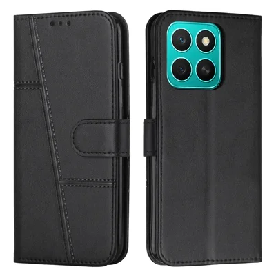 Voor Honor X8c 4G hoesje Leer standaard beschermmontuur - Zwart