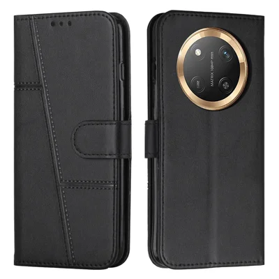 For Honor Magic7 Lite 5G / X9c 5G / X60 Pro 5G Case Leather Stand Protective Phone Cover - Black