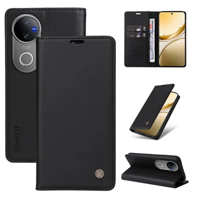 YIKATU For vivo V50 5G Phone Cases  Magnetic Closure PU Leather Mobile Cover  - Black