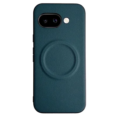 For Google Pixel 9a Magnetic Case PU + TPU Phone Back Cover - Blackish Green