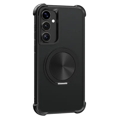 For Samsung Galaxy S25+ / S24+ Magnetic Case CD Vein Kickstand TPU + PC Phone Cover - Black