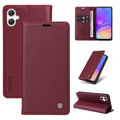 YIKATU For Samsung Galaxy A08 5G / A08 4G / A07 4G / A06 4G / A06 5G Phone Cases  Magnetic Closure PU Leather Mobile Cover  - Wine Red
