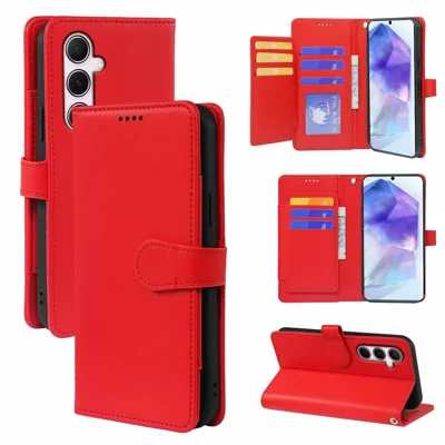 For Samsung Galaxy A16 5G / A16 4G Case with 9 Card Slots PU Leather Stand Phone Cover - Red