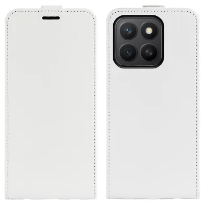 Voor Honor X8c 4G hoesje met kaartsleuven verticaal klaphoesje van lederen telefoonhoes - Wit