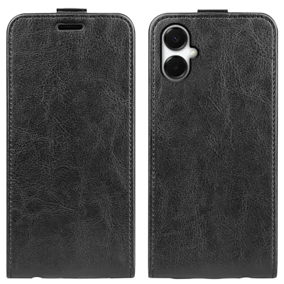 For Samsung Galaxy A06 5G Case with Card Slots Vertical Flip Leather Phone Cover - Black