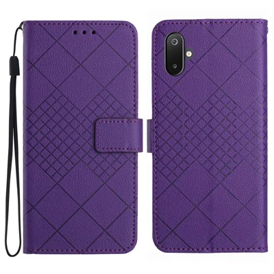 For Samsung Galaxy F06 5G / M06 5G Phone Case Wallet Imprint PU Leather Flip Folio Cover - Dark Purple