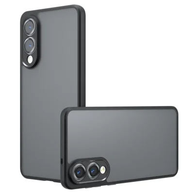 For Samsung Galaxy S25 Edge Case Skin-Touch TPU + PC Matte Phone Back Cover, Transparent Black