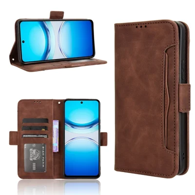 For vivo Y39 5G Leather Case Phone Wallet Cover with Multiple Card Slots - Brown