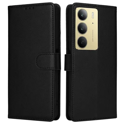 For Realme C75 4G / 14x 5G Case Wallet Stand View PU Leather Phone Cover - Black