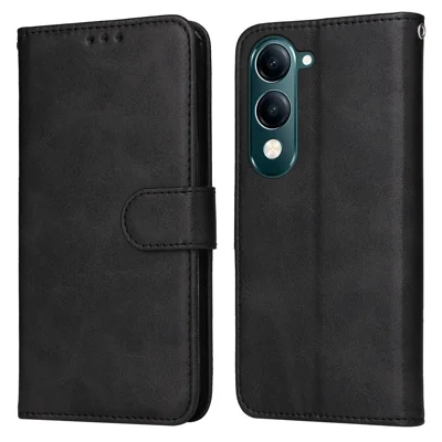 For vivo Y29s 5G / Y04 4G Case Wallet PU Leather Folio Flip Phone Cover - Black
