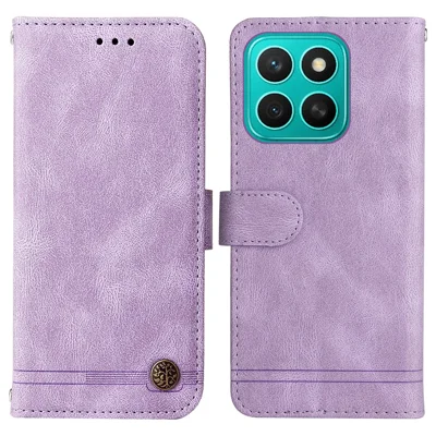 For Honor X8c 4G Leather Wallet Cases Skin Touch Phone Cover Stand with Strap - Purple