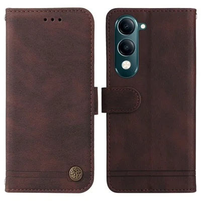 For vivo Y29s 5G / Y04 4G Leather Wallet Cases Skin Touch Phone Cover Stand with Strap - Brown