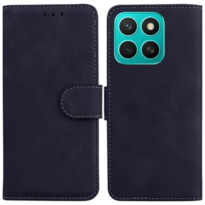 Voor Honor X8c 4G hoesje Effen kleur Lederen portemonnee telefoonhoes - Zwart