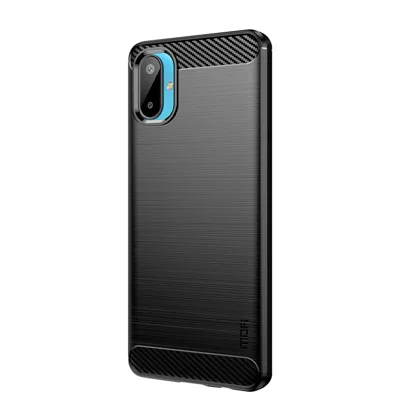 MOFI For Samsung Galaxy M06 5G Back Cover  Brushed Texture Carbon Fiber Soft TPU Case - Black