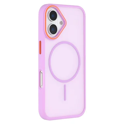 For iPhone 16 Plus Magnetic Case Skin Touch TPU + PC Phone Back Cover - Purple