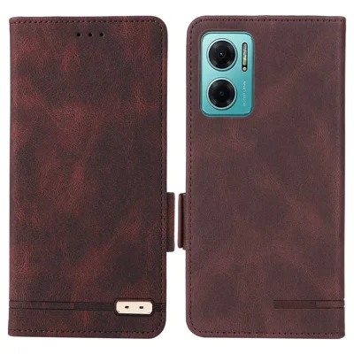 For Xiaomi Redmi 10 5G / Redmi 10 Prime+ 5G / Redmi Note 11E 5G Hardware Decor Leather Phone Case Dual Magnetic Clasp Protective Stand Flip Wallet Cover - Coffee