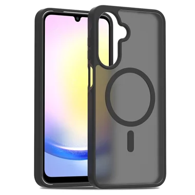 Zwart telefoonhoesje voor Samsung Galaxy A26 5G, compatibel met MagSafe, met TPU-frame en acryl achterkant, huidgevoel