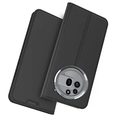 For Nothing Phone (3a) Pro Case PU Leather Phone Cover with Card Holder Stand - Black
