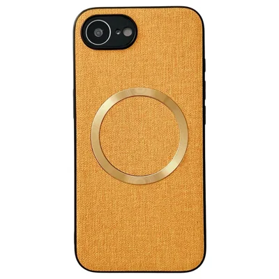 Hoesje voor iPhone 16e, stootvrij TPU + stoffen achterkant, compatibel met MagSafe - Oranje