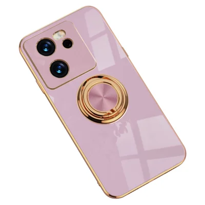 For Xiaomi 13T / 13T Pro Case Precise Cutouts 6D Electroplating TPU Phone Cover with Ring Holder - Light Purple