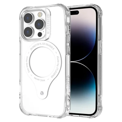 TLEGEND DX MAG Magnetic Phone Case for iPhone 14 Pro Max, Military Grade Drop-proof TPU + PC Phone Cover with Camera Frame - Transparent