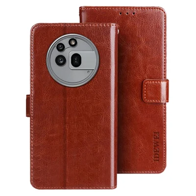 IDEWEI For Nothing Phone (3a) Pro Stand Case Crazy Horse Texture Leather Phone Cover - Brown