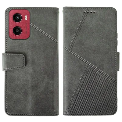 IDEWEI voor Motorola Moto G05 4G hoesje Lederen portemonnee telefoonhoes met stand Calfstructuur - Grijs