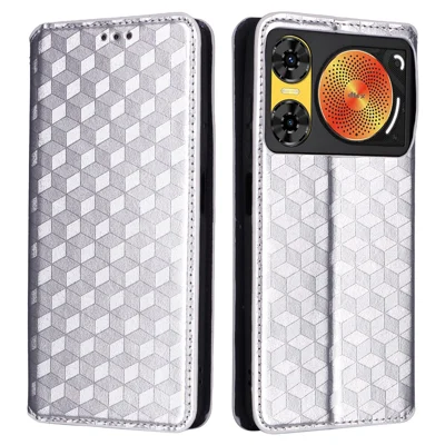For ZTE nubia Music 2 Case Wallet Rhombus Imprinted Leather Phone Cover - Silver