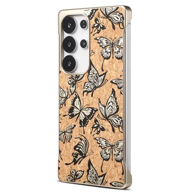 For Samsung Galaxy S25 Ultra Phone Magnetic Case Embossed Pattern PC Mobile Cover - Gold Butterfly