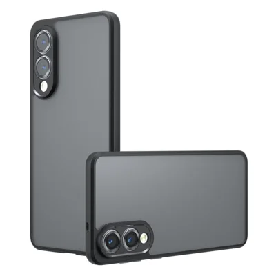 For Samsung Galaxy S25 Edge Case Skin-Touch TPU + PC Matte Phone Back Cover, Transparent Black