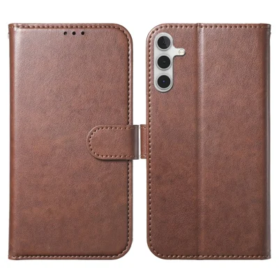 For Samsung Galaxy A55 5G Wallet Phone Case with 8 Card Slot Stand PU Leather Folio Flip Cover - Coffee