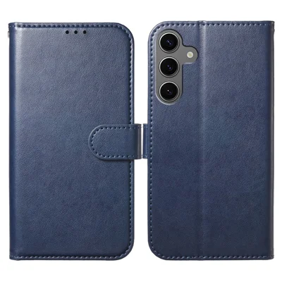 For Samsung Galaxy S25 Wallet Phone Case with 8 Card Slot Stand PU Leather Folio Flip Cover - Dark Blue