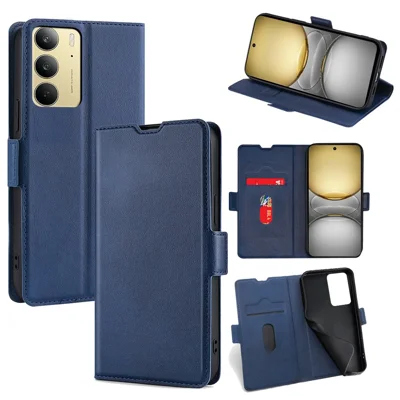 For Realme 14x 5G / C75 4G Case Card Holder PU Leather Phone Cover - Blue
