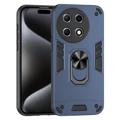 For TECNO Camon 30S 4G / 30S Pro 4G Case PC+TPU Drop Defend Phone Cover with Ring Kickstand - Blue